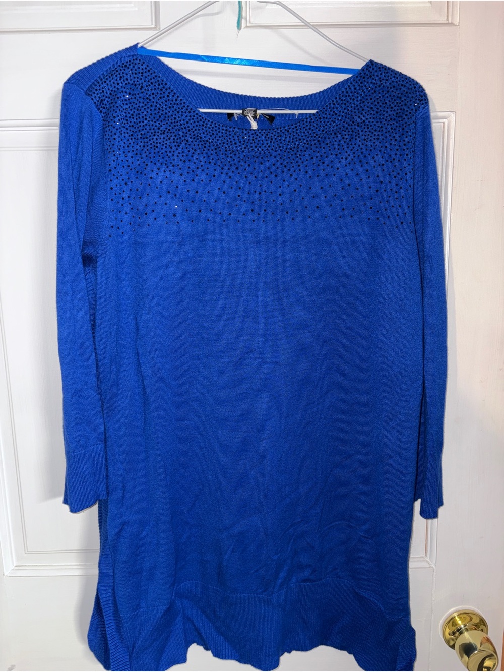 Blue Embellished long sweater NWT